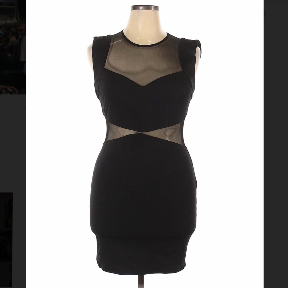 Black Bodycon Mesh Cutout Cocktail Dress- B. Darlin size 5/6